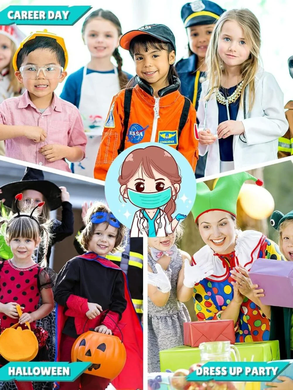 Doctor Costume for Kids Doctor Lab Coat for Kids Real Stethoscope, Girls Hallowe